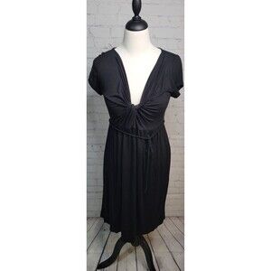 A Pea and the Pod Black Knee Length Maternity Dress Size Med Twist Front V Neck